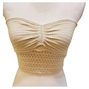 American Eagle Crochet Cream Strapless Top Small